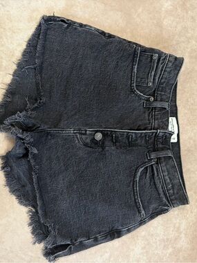 Abercrombie & Fitch Black Frayed High-Rise Denim Shorts